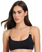Red Carter Women's Deep Scoop-Neck Braid-Strap Bikini Top
