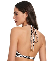 Red Carter Women's Chain-Trim Shirred Bandeau Bikini Top