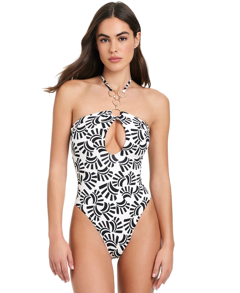Red Carter Women's Gold-Tone-Chain One Piece Swimsuit