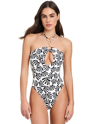 Red Carter Women's Gold-Tone-Chain One Piece Swimsuit