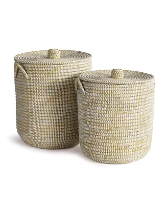 Rivergrass Hamper Baskets With Lids, Set Of 2