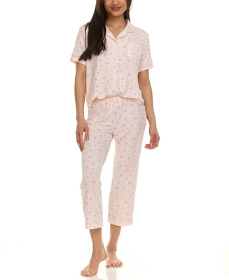 Flora by Nikrooz Women's Annie Printed Capri Pajama Set