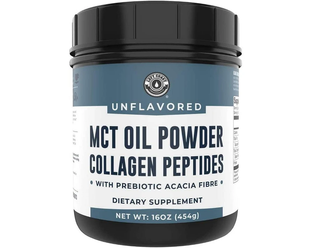 Left Coast Performance Mct Oil Powder + Keto Collagen Peptides + Acacia Fibre 16oz (Unflavored