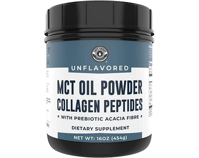 Left Coast Performance Mct Oil Powder + Keto Collagen Peptides + Acacia Fibre 16oz (Unflavored
