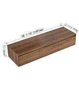60" Bathroom Cabinet,Soft Close Drawer,Float Mounting Design (Only Vanity, Without Sink)