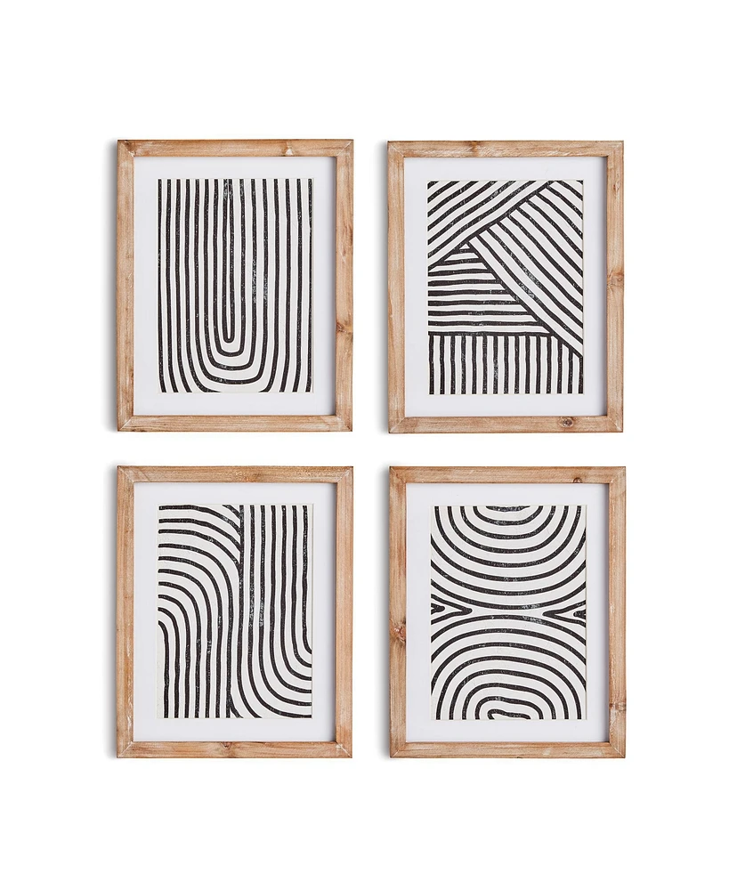 Achromatic Linear Petite Prints, Set Of 4