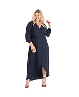 Standards & Practices Plus Tulip High Low Chiffon Wrap Dress Maxi Length