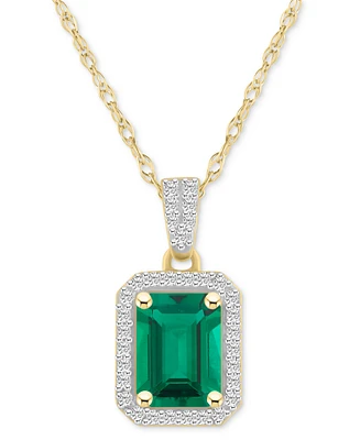Blue Topaz (2 ct. t.w.) & Lab Created White Sapphire (1/5 Rectangle Pendant Necklace 10k Yellow Gold