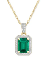 Blue Topaz (2 ct. t.w.) & Lab Created White Sapphire (1/5 Rectangle Pendant Necklace 10k Yellow Gold
