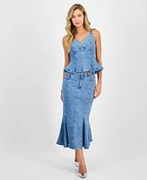 Guess Women's Anika Denim Peplum Top