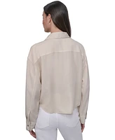 Dkny Jeans Women's Cropped Flap-Pocket Shirt