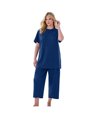 Dreams & Co. Plus 2-Piece Applique Capri