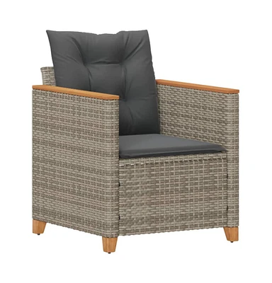 Patio Chair with Cushions Gray Poly Rattan