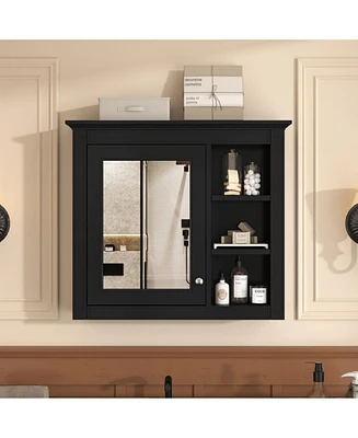 Wall-Mounted Medicine Cabinet with Mirror and Shelves (30" x 28")