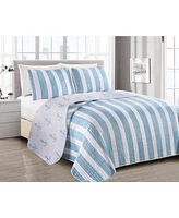 Linery & Co. Stripes & Anchors Microfiber Quilt Set With Shams