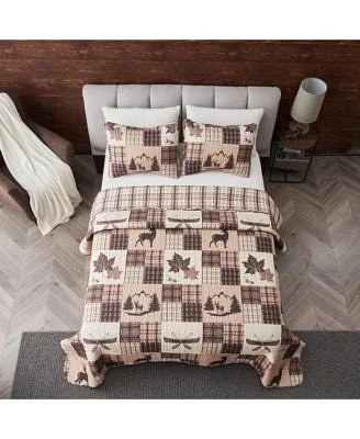 Linery Co. Rustic Lodge Patchwork Microfiber Quilt Set With Shams
