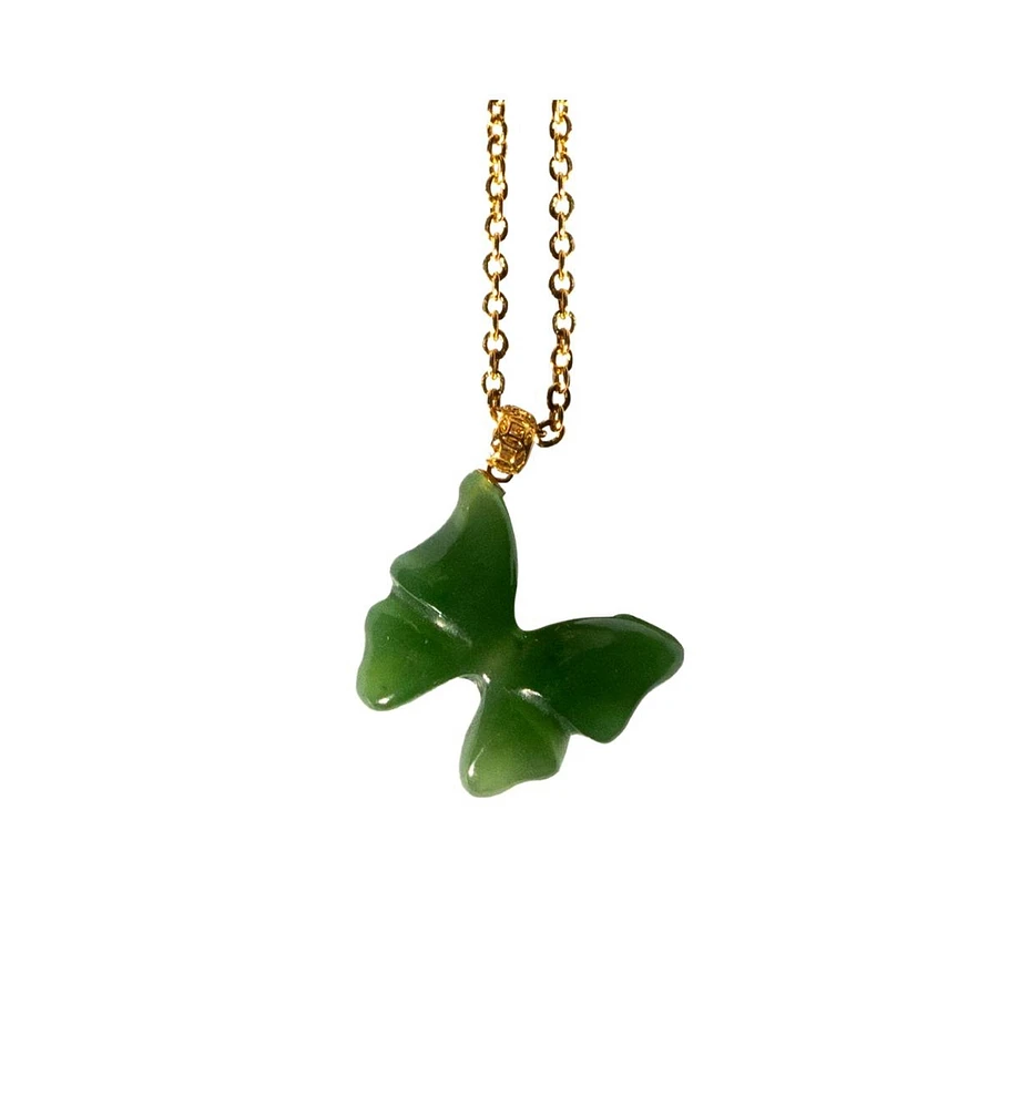 Butterfly Ii — Green jade pendant necklace