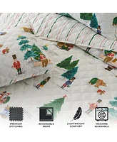 Linery & Co. Holiday Printed Microfiber Quilt Set with Shams