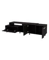 Fm Furniture Liberty Entertainment Center with Drop-Down Door, Adjustable Legs, Open Storage, and Two Side Cabinets, Wengue