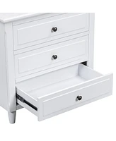 3-Drawer Nightstand Storage Wood Cabinet