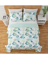 Linery & Co. Coastal Microfiber Quilt Set With Shams