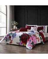 Bebejan Scarlet Bedding 100% Cotton Sateen 5 Piece Queen Size Reversible Comforter Set