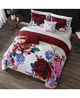 Bebejan Scarlet Bedding 100% Cotton Sateen 5 Piece Queen Size Reversible Comforter Set