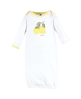 Hudson Baby Baby Girls Hudson Gown, Swaddle Blanket and Cap or Headband, Lemons, 0-6 Months