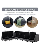 Modern Large U-Shape Modular Sectional Sofa, Convertible Sofa Bed with Reversible Chaise for Living Room, Storage Seat