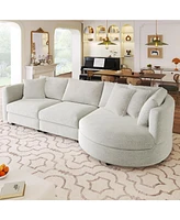 Three Indoor Cushioned Combination Sofas with Pillows and Curved Seat, for Living Room, Study Apartment