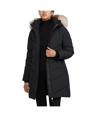 Pajar Women's January Down Chevron Puffer with Detachable Hood Faux Fur