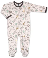 The Peanutshell Baby Boys Sleep N Play Footed Pajamas Girls, Safari Animals, 3 Pack, to 9 Months