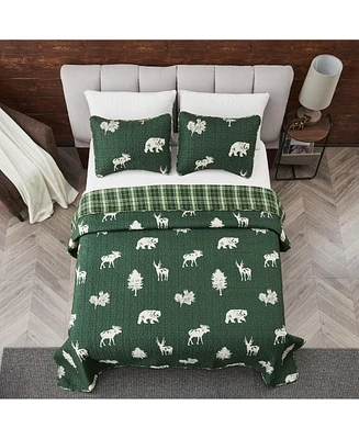 Linery & Co. Deer & Trees Microfiber Quilt Set with Shams