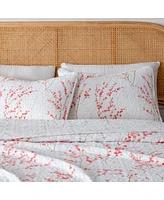 Linery & Co. Cherry Blossom Floral Microfiber Quilt Set With Shams