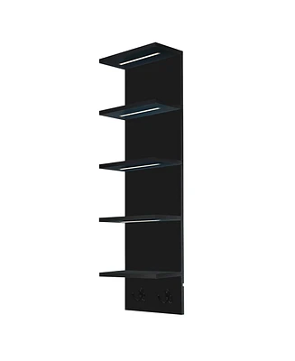 Sorbus 5 Tier Wall Mounted Floating Shelf Unit with Led Lights - Home Decor and Storage Organizer