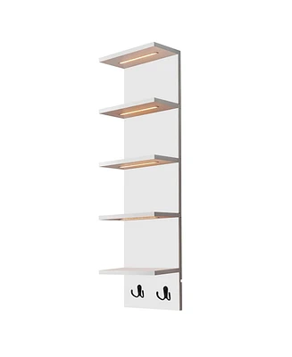 Sorbus 5 Tier Wall Mounted Floating Shelf Unit with Led Lights - Home Decor and Storage Organizer