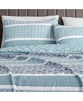 Linery & Co. Stripe Paisley Microfiber Quilt Set With Shams