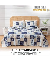 Linery & Co. Seashell Patchwork Microfiber Quilt Set With Shams