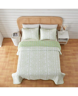 Linery & Co. Floral Striped Microfiber Quilt Set With Shams