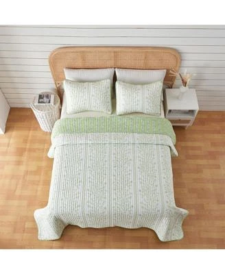 Linery Co. Floral Striped Microfiber Quilt Set With Shams