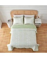 Linery Co. Floral Striped Microfiber Quilt Set With Shams