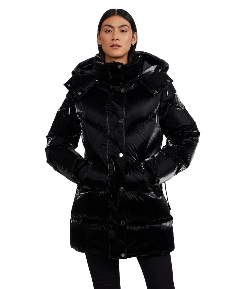 Pajar Women's Estelle Mixed Chevron Quilted Puffer with Detachable Hood