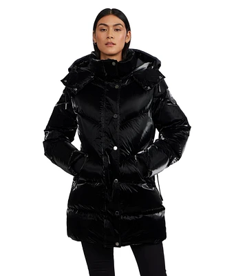 Pajar Women's Estelle Mixed Chevron Quilted Puffer with Detachable Hood