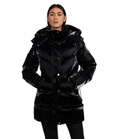 Pajar Women's Estelle Mixed Chevron Quilted Puffer with Detachable Hood