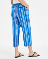 Charter Club Women's Striped 100% Linen Cropped Pants, Exclusively at Macy's