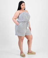 Derek Heart Trendy Plus Striped Strapless Romper