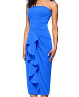 Betsy & Adam Women's Strapless Cascade Ruffle Party Dress