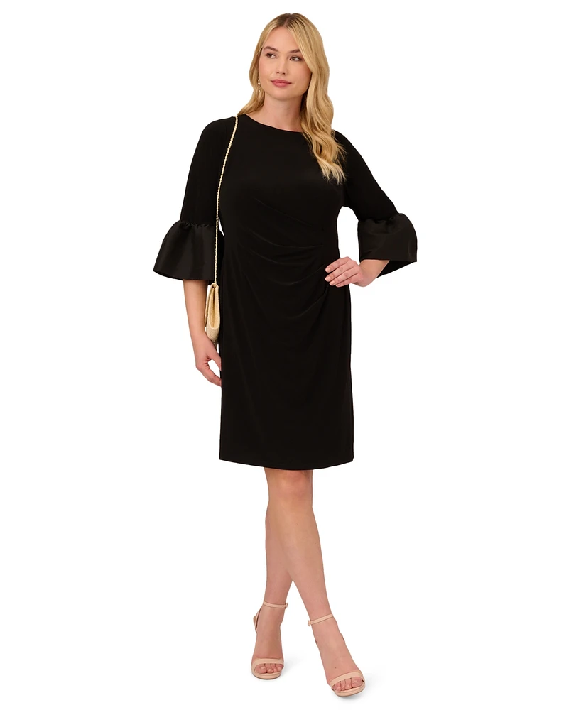 Adrianna Papell Women's Gathered-Waist Bell-Sleeve Dress