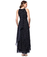 Betsy & Adam Women's Tie-Back Polka Dot Chiffon Dress