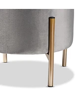 Baxton Studio Malina Contemporary Glam and Luxe Pink Velvet Fabric Upholstered Gold Finished Metal Storage Ottoman